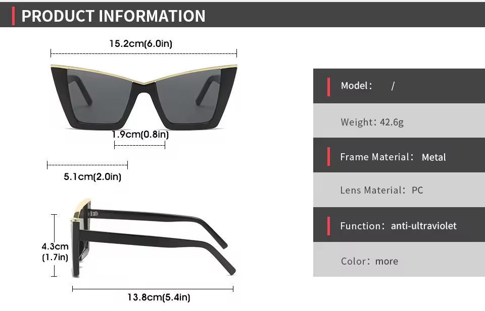 Oversized Women Cat Eye Sunglasses