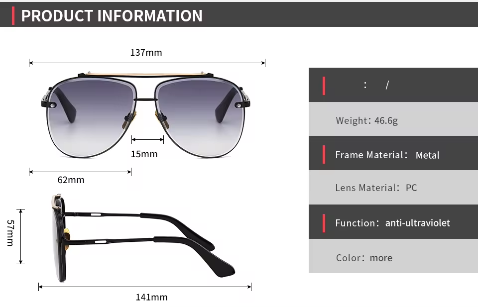 Anti-UV400 Men Women Brand Designer Metal Frame