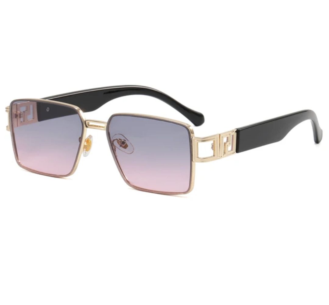 Fashionable Pink Tinted Metal Frame UV400 Sunglasses