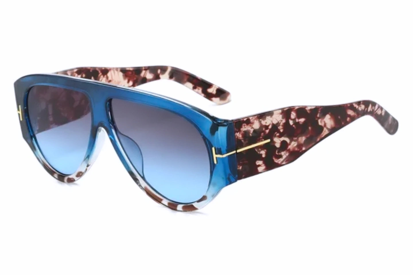 Oversized Oval Flat Top Shades Sunglasses