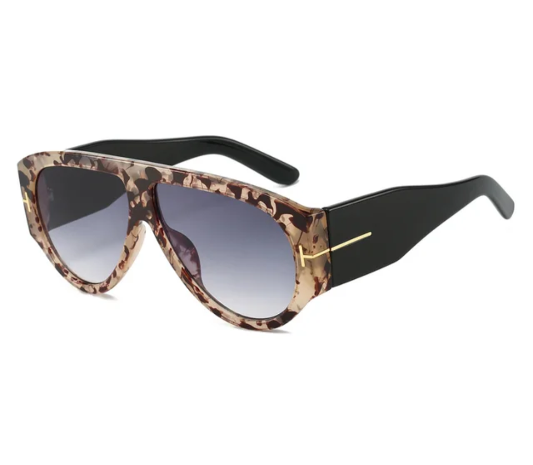 Oversized Oval Flat Top Shades Sunglasses