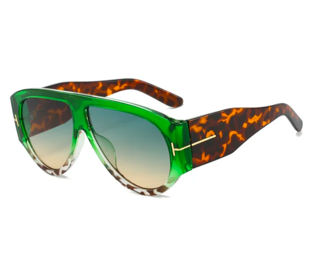 Oversized Oval Flat Top Shades Sunglasses