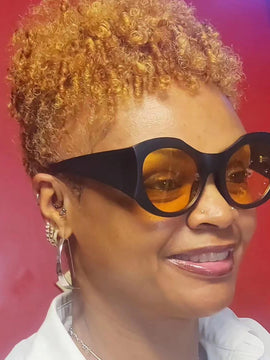 Eye Paparazzi Oversized Retro Cat Eye Sunglasses – Yellow Lens Luxury 5-Piece Set for Women