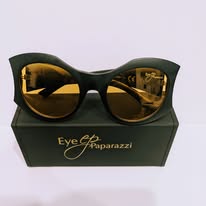 Eye Paparazzi Oversized Retro Cat Eye Sunglasses – Yellow Lens Luxury 5-Piece Set for Women