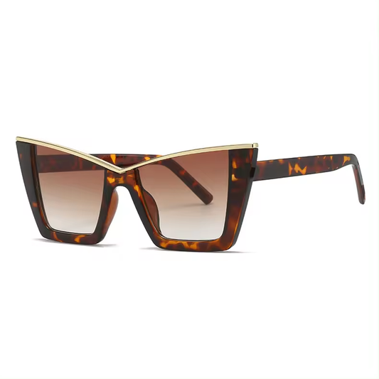 Brown Gold Tortoiseshell Fashion Oversized Women Sunglasses