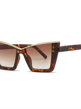 Brown Gold Tortoiseshell Fashion Oversized Women Sunglasses