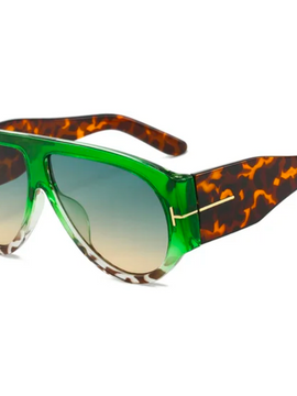 Oversized Oval Flat Top Shades Sunglasses
