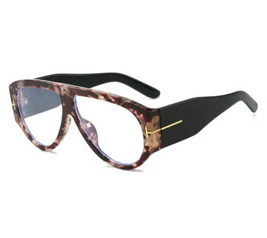 Oversized Oval Flat Top Shades Sunglasses