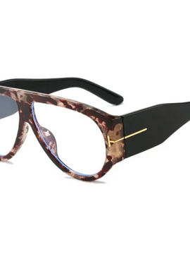 Oversized Oval Flat Top Shades Sunglasses
