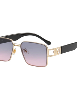 Fashionable Pink Tinted Metal Frame UV400 Sunglasses